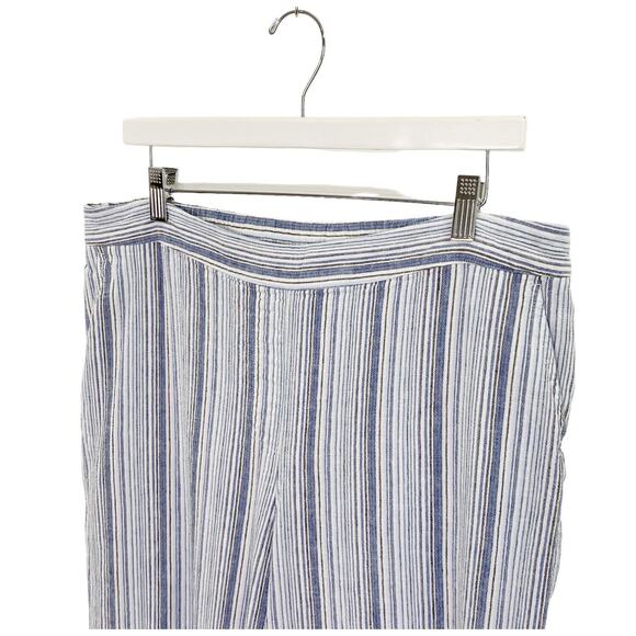 Chico's Pants Womens Size 2.5 (L 14) Linen Blend Striped Blue/White 24" Inseam - Picture 4 of 11